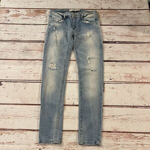 Zara Premium Wash Trafaluc Jeans‎ Women's Size 4 Slim Blue Distressed Inseam 29"